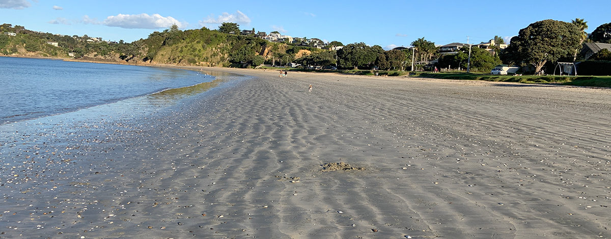 Oneroa beach Waihekie at low tide